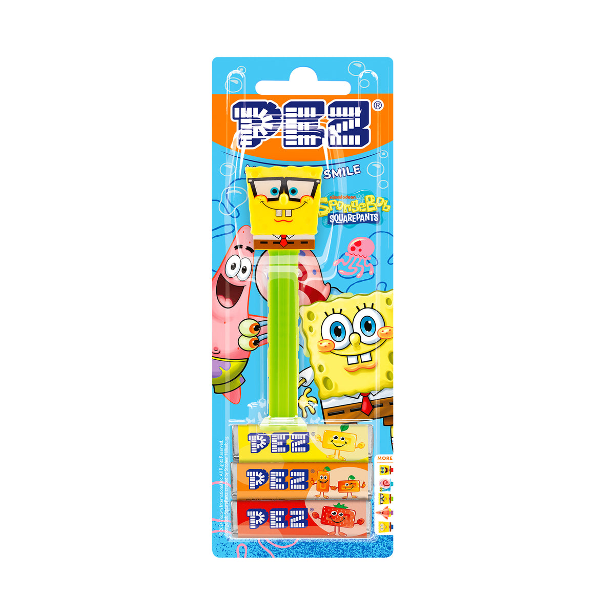 PEZ Blister SpongeBob SquarePants with Glasses Dispenser with Candy 25.5 gm
