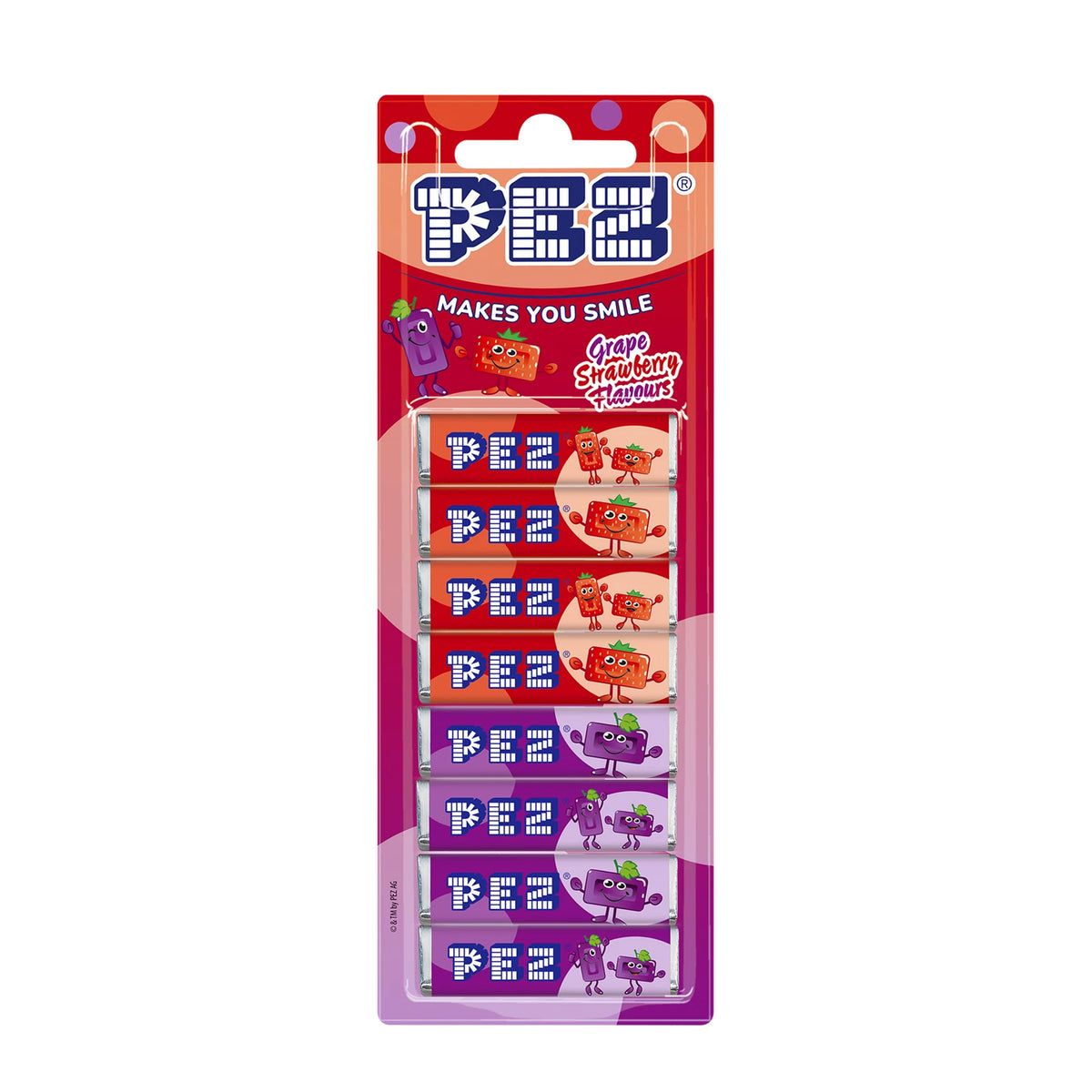 PEZ Blister 8-Pack Grape & Strawberry Flavours 68 gm